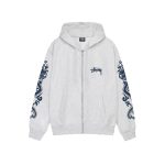 Stussy Marque Capuche Zippé Dragons Gris Pull